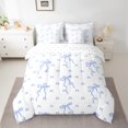 thumbnail image 2 of jejeloiu Cartoon Bow Tie 7-Piece Twin Bedding Sets,Blue White Bedding Comforter Set,Princess Pink Bow Sheet Sets For Teens,Luxury Bedroom Decor Reversible, 2 of 8