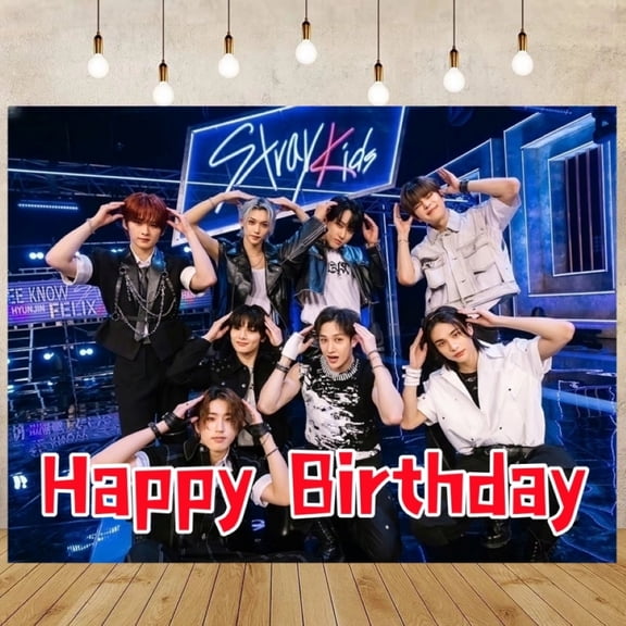 Stray Kids Theme Flag Birthday Party Background Banner for Photography Children Birthday Party Decoration Supplies (5.9ft*3.6ft)