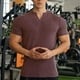 thumbnail image 1 of pstuiky camisetas de hombre, Camisa informal de manga corta con botones y cuello vuelto de color liso para hombre camisetas de hombre m, 1 of 4