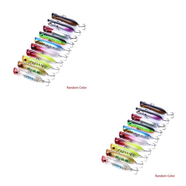 Soidarity 1 uds/10 Uds 8cm señuelos de pesca Popper plástico Artificial 3D cebo de pez anzuelo de simulación cebo de mar Type3 NO3 Soidarity CBP087632