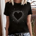 thumbnail image 2 of Bibifish Womens Tee Tops Love Heart Print Soft Slim Fit Crewneck Short-Sleeve T Shirts Summer Daily Casual Streetwear Chic Wear, 2 of 5