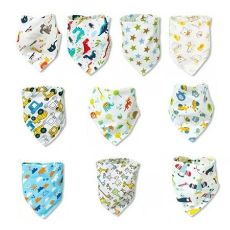 POINTERTECK 10pcs Baby Triangle Scarf Baby Saliva Towel Double Snap Newborn Bib Eating Bag Bib Scarf