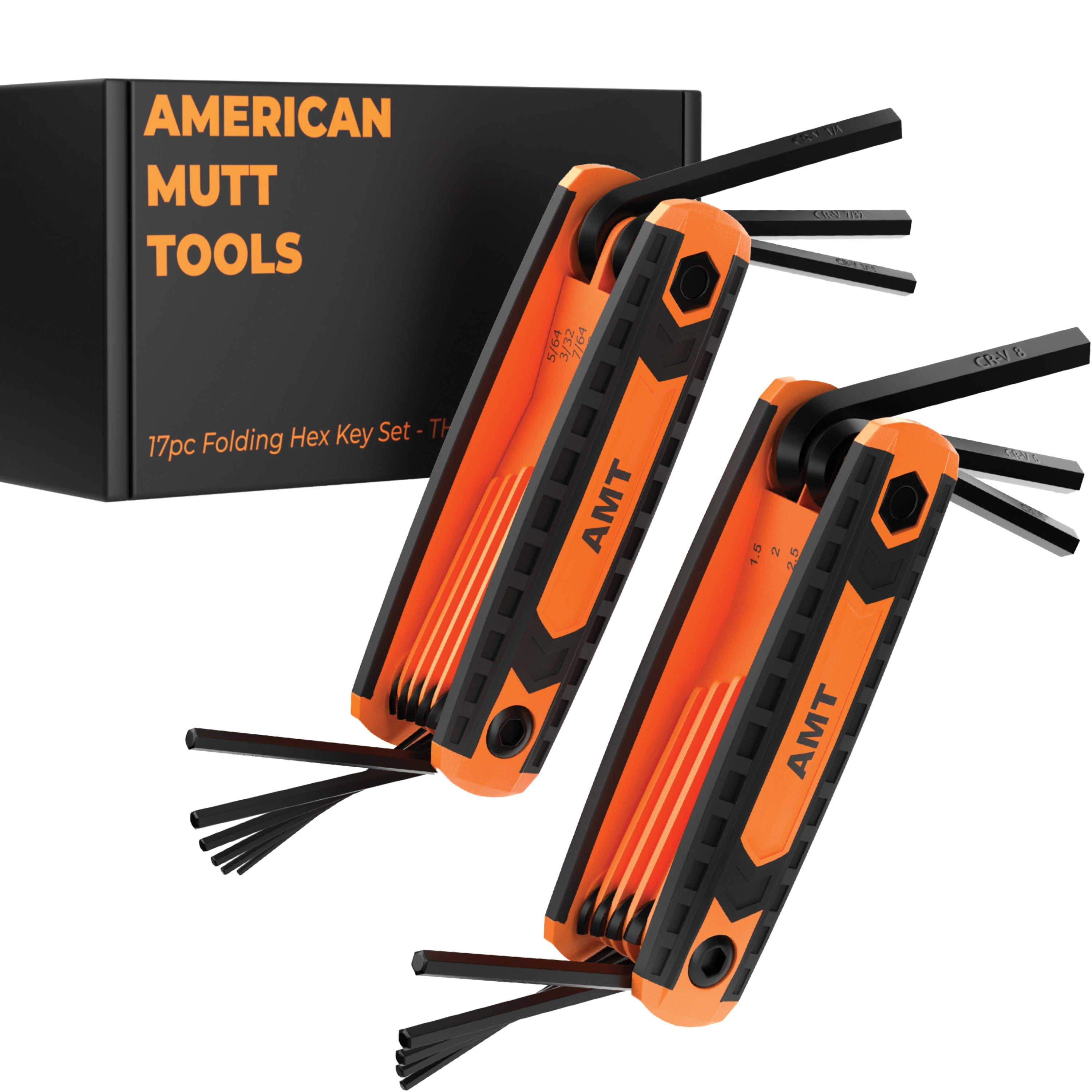 American Mutt Tools 17pc Folding Allen Wrench Set – A Durable and Ergonomic Allen Key Set that Includes Metric and SAE Hex Key Set