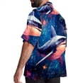 thumbnail image 3 of Starry Shark Men's Short Sleeve Button Down Poplin Hawaiian Shirt for Summer Beach, Casual Printed Unisex Style, 3 of 6