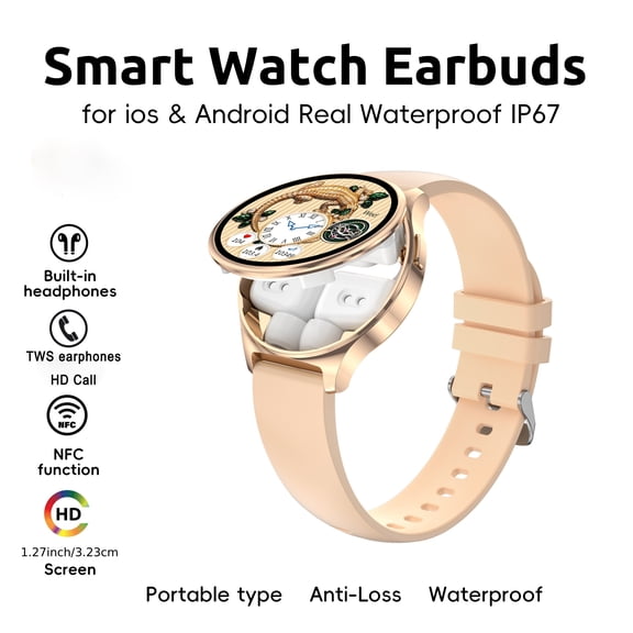 2 in 1 Smart Watch & TWS Earbuds Set, 1.27" Full Touch HD Alloy Screen, Bluetooth Call, 100  Sports Modes, Sleep Monitor, Couple Gift for Him Her