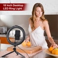 thumbnail image 2 of 10 Inch LED Ring Light Video Conference Lighting 3 Lighting Modes 11 Levels Adjustable Brightness USB Powered with Desktop Tripod + Flexible Phone Holder + Ballhead Adapter for Live Streaming Selfie, 2 of 9