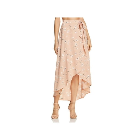 Floral Print Wrap Skirts - PPLA Womens Sophina Floral Print Hi-Low Wrap Skirt