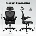 thumbnail image 3 of Ergonomic Office Chair, Home Office Desk Chair with Headrest, High Back Computer Chair with Armrests and Adjustable Lumbar Support for Home Office Study Room, White & Khaki, 3 of 10