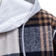 thumbnail image 5 of Blusa de manga larga con capucha para hombre, informal, de retazos, a cuadros, con capucha, botones, de manga larga, 5 of 9