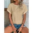thumbnail image 6 of TEMOFON Summer Short Sleeve Tops for Women Eyelet Casual Tunic Crew Neck T Shirts for Womens Clothes Eyelet Embroidery Trendy Curved Hem Tunic Tops T Shirts, 6 of 9