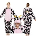 thumbnail image 5 of Ruyang Kids Plush Cow Hooded Jumpsuit Flannel Animal Role Play Dress Up Bodysuits Boys Girls Holiday Theme Party Outfit, 5 of 6