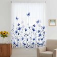 thumbnail image 3 of Purple Floral Butterfly Sheer Curtains 45 Inches Long, Spring Rustic Botanical Flowers Light Filering Curtains, Breathable Simi Curtain Privacy Drapes for Kitchen Bathroom Small Window Treatment, 3 of 9