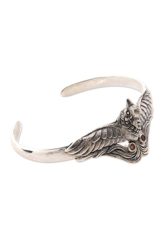 Citrine cuff bracelet, 'Bird of Paradise'