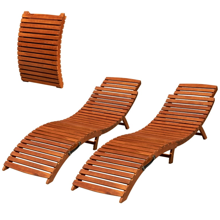 Homall 2pc Outdoor Acacia Wood Chaise Lounge Folding Chairs Homall 2pc Outdoor Acacia Wood Chaise Lounge Folding Chairs