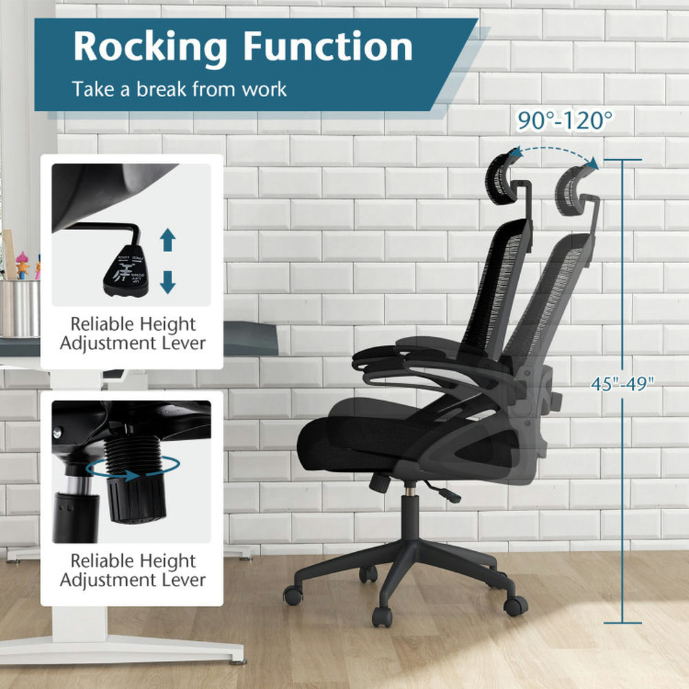 Demi Bonn Adjustable Swivel Task Chair Ergonomic Office Chair with Adjustable Lumbar Support, Rolling Work Computer Desk Chair, Black