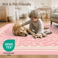 thumbnail image 4 of ODIKA Cute Preppy Polka Dot Field Ribbon Border Scattered Motifs Pink Flowing Dynamic Stain Resistant Low Profile for Dorm Room, Small Living Apartment, 4 of 7