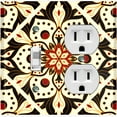 thumbnail image 1 of Metal Light Switch Plate Cover Red Yellow Mandala Flower Tile Pattern MDL028, 1 of 13
