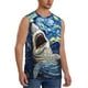 thumbnail image 2 of Fotbe Vintage Starry Sky Shark Men's Camiseta sin Mangas Estampada para Hombres, Playera Casual para Gimnasio, Entrenamiento, Playa-Large, 2 of 7