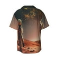 thumbnail image 4 of Balery Astronaut On Mars A Men's Casual Button Down Shirt Short Sleeve Textured Summer Cuban Beach Shirts-Large, 4 of 7