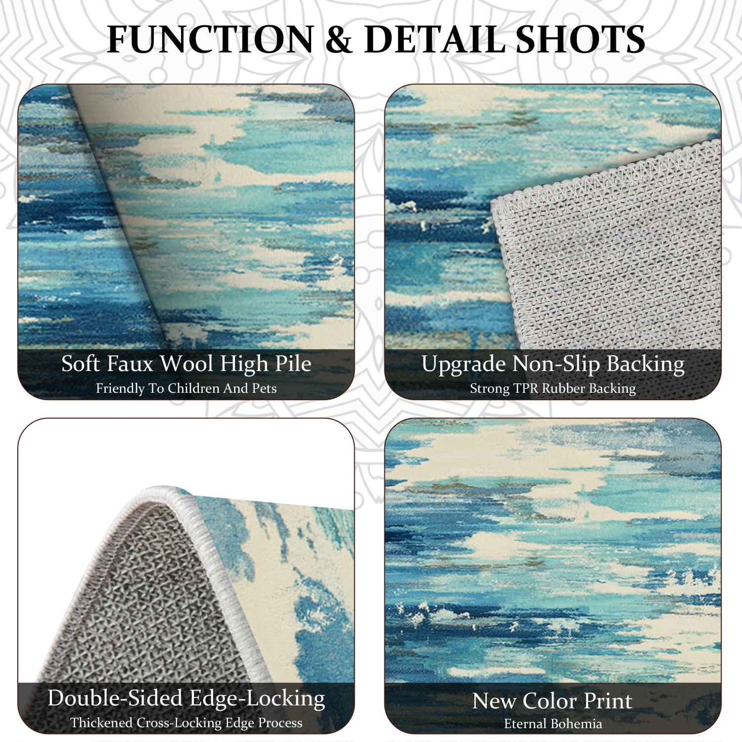 3-Piece Farmhouse Kitchen Rug Set, Washable Anti Slip Striped Floor Mats in 3 Sizes, Stain Resistant Decor Rugs for Kitchen Hallway Bathroom Home Christmas Decor