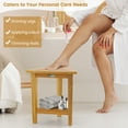 thumbnail image 5 of Gymax Shower Stool Teak Wood Corner Bath Stool w/ Storage Shelf Shower Seat Chair, 5 of 10