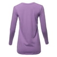 thumbnail image 3 of A2Y Women's Basic Solid Soft Cotton Long Sleeve Crew Neck Top Shirts Lilac Grey 1XL, 3 of 3