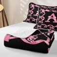 thumbnail image 4 of Manfei Pink Bow Letter A Twin Quilt Set, Kawaii Ribbon Twin Coverlet Set for Girls Women, 4 of 7