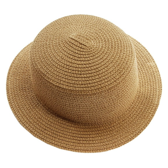 56-58cm hat circumference ladies summer foldable sunscreen straw hat sun hat flat top hat outdoor beach sun hat - Khaki