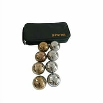 BuyBocceBalls Listing - 73mm Metal Bocce/Petanque Set with 8 Gold and Silver Balls (4 Striping Patterns) and Green Bag - Single