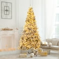 thumbnail image 2 of Patiojoy 7 FT Half Pre-lit Artificial Christmas Tree Hinged Xmas Tree with 852 Snow-flocked Branch Tips, 2 of 9