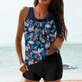 thumbnail image 2 of FAFWYP Womens Tummy Control Tankini Bathing Suits 2 Piece Plus Size High Waisted Swimsuits with Boyshort Bottom Vintage Print Beach Bikini Sets, 2 of 6