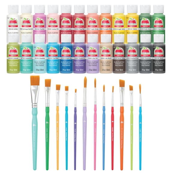 Apple Barrel Acrylic Craft Paint Set, Matte Finish, Assorted Colors, Set of 36, 2 fl oz