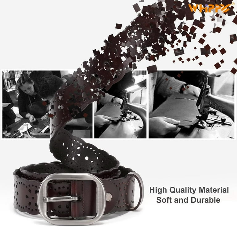 Whippy Women's Leather Flower Belt, Brown photo 7