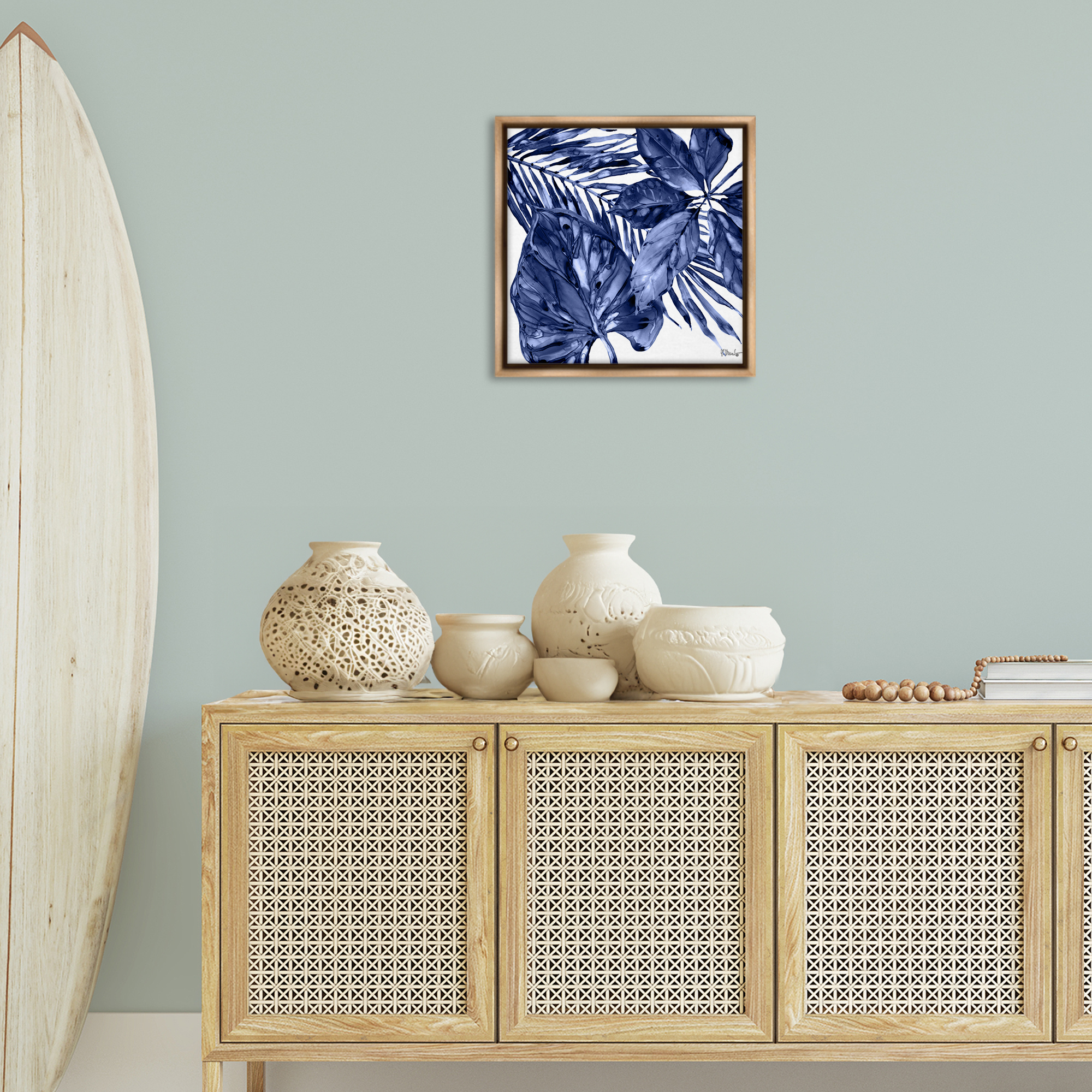 Stupell Industries Hued Plant Fronds Botanical & Floral Painting Brown Floater Framed Canvas Art Print Wall Art, 18 x 18