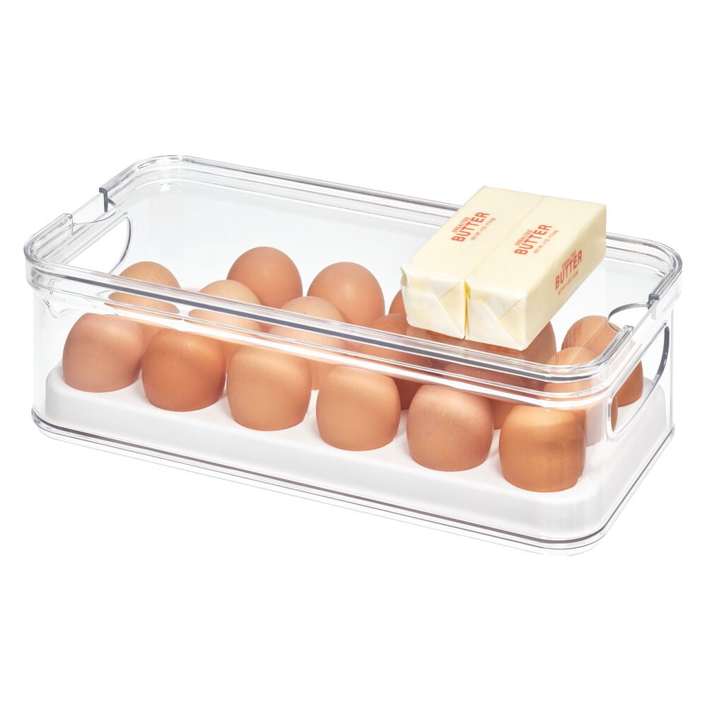 PREMIUS Stackable 18 Egg Holder Fridge Bin With Lid, Clear, 12.75x6.4x –  ShopBobbys