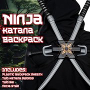 UNDERWRAPS Mens Ninja Backpack Set - Faux Weapons Toy Set, Ninja Toys for Costume Cosplay, Plastic Backpack Set with Attached Straps
