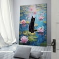 thumbnail image 3 of Monet Style Canvas Painting Black Cat Standing on Lily Pads Wall Art Bathroom Decor Art Poster Canvas Painting Decor Wall Print Photo Gifts Home Modern Decorative Posters 20x30inch(50x75cm), 3 of 6