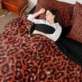 thumbnail image 4 of Feelyou Glitter Cheetah Print Bedding Comforter Set 7pcs for Adult, Bling Fashion Art King Bedding Sets, Red Chic Abstract Reversible Bed Sheets, Luxury Bedroom Decor, 4 of 7