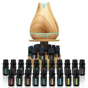 Aromatherapy Essential Oil Diffuser Gift Set with 20 Oils and Rotating Display Stand - 400ml Ultrasonic Diffuser with 20 Essential Plant Oils - 4 Timer & 7 Ambient Light Settings