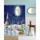 thumbnail image 5 of Cortina de ducha JAMW Navidad muñeco de nieve azul, 5 of 5