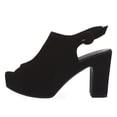 thumbnail image 2 of YDN Women's Peep Toe Sandals Block High Platform Heels with Buckle Strap Slingback Casual Daily Date Outfit Shoes Size 7 Black, 2 of 4