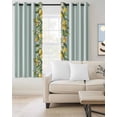thumbnail image 2 of Aqua Stripes Lemon Blackout Curtains, Light Blocking Print Window Curtains, Spring Botanical Plant Vertical Line Thermal Insulated Window Drapes for Living Room Kitchen Cafe 2 Panels, 55"W x 39"L, 2 of 9