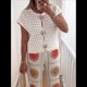 thumbnail image 4 of Suéter de Corta para Mujer, Cuello Redondo, Cárdigan de Punto de Crochet Calado, Camisas Casuales de Verano con Botones. XL, 4 of 7