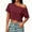 Red, variant on Womens Off The Shoulder Tops Short Sleeve Solid Crop Tops Casual Loose Summer T Shirt, S