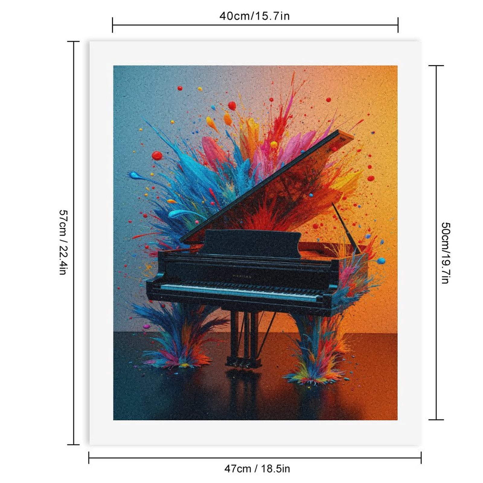 Paint By Numbers Kit for Adults Beginner - DIY Piano Vibrant Color Splash Art Canvas Painting Kits for Adults, Frameless Paint By Number for Adults for Home Wall Decor 16x20 Inch