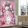 thumbnail image 5 of 70.9x59 in Christmas Snowman Shower Curtain, Waterproof Polyester Holiday Bathroom Decor, Festive Xmas Themed Curtain with Snowflakes/Christmas Tree, Multiple Styles Toilet Partition Curtain, 5 of 6