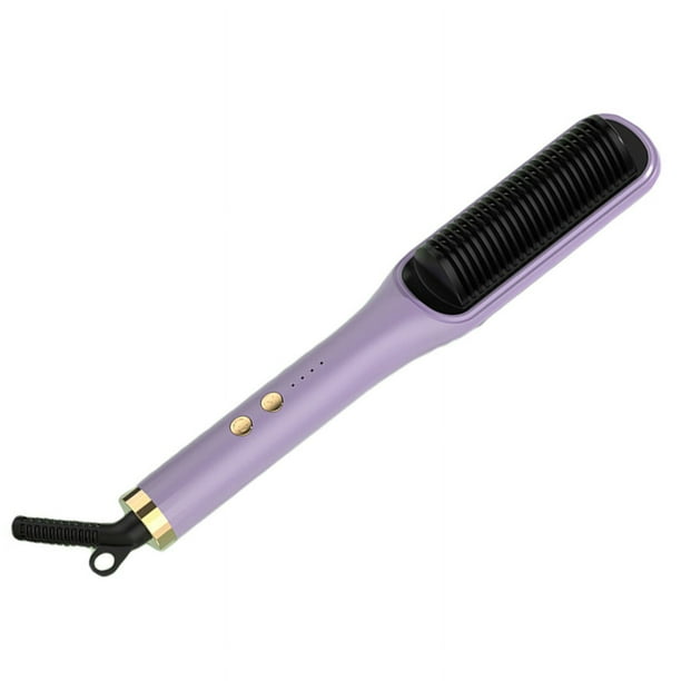 Peine alisador de cabello, termostato inteligente, iones negativos, cepillo alisador de cabello de doble uso, rizador