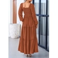 thumbnail image 2 of Vestido largo PRETTYGARDEN para mujer, color marrón primaveral, 2 of 9
