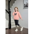 thumbnail image 3 of Arshiner Girls 2-piece Clothing Set Long Sleeve Pink Leopard Tee & Color Block Printed Leggings Kids Holiday Outfits 4T 5T, 3 of 5