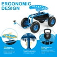 thumbnail image 3 of Ktaxon Rolling Garden Scooter, 360° Swivel Seat with Adjustable Height, Steering Handle & Tool Storage, 30.2 lbs, Blue, 3 of 10
